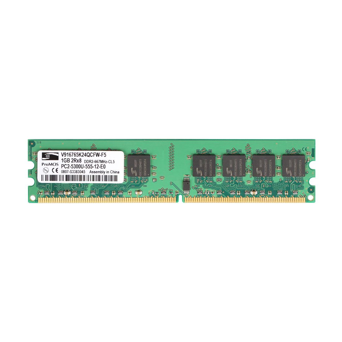 PC2-5300U (DDR2-677MHz) 1GB  Unbuffered (Non ECC) Desktop Memory Module Mixed Brand Used A
