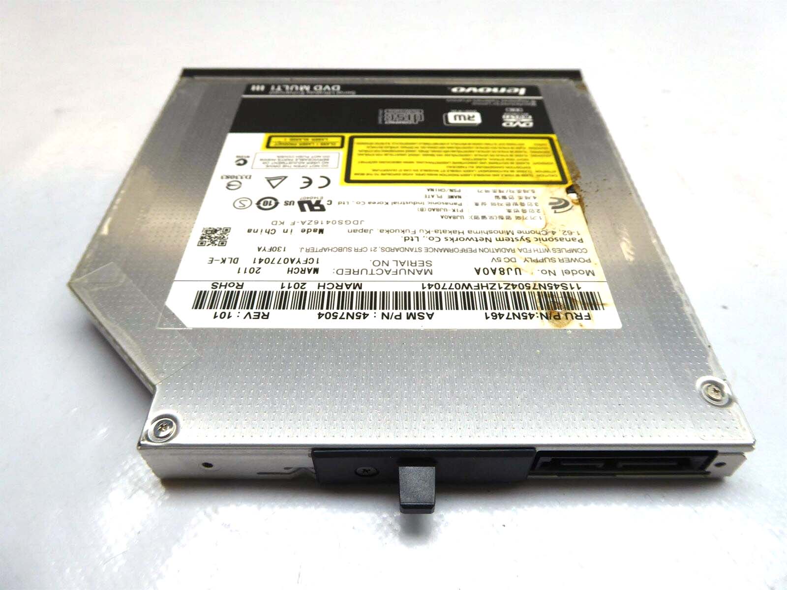 Lenovo Thinkpad 15.6" T510 W520 SATA DVD-RW Burner Drive UJ8A0A Fru: 45N7461 Used A