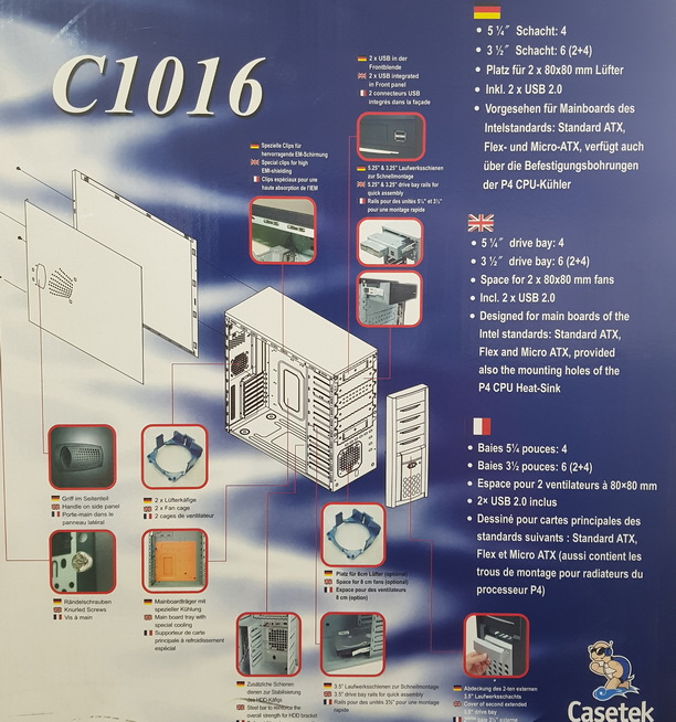 Casetek CS-C1016 WBM Pc Case New 487x185x435cm