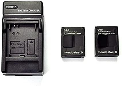 2x Batteries and Charger Unit for GoPro Hero 3 Compatible with AHDBT-201