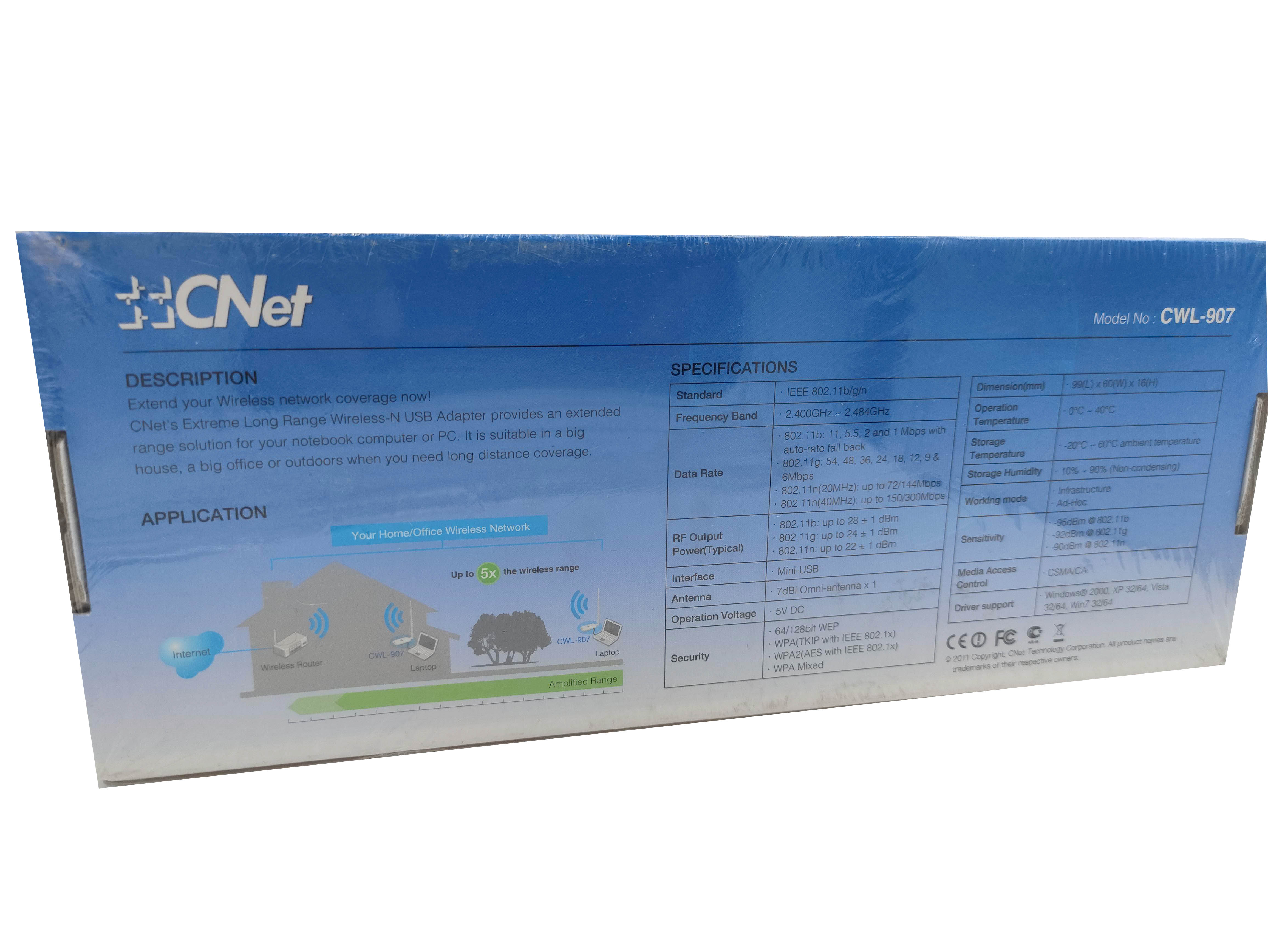 CNET Extreme Long Range Wireless-N USB Adapter (CWL-907) New