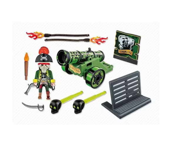 Playmobil Green Cannon With Pirate Captain 6162