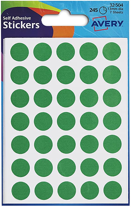 Avery Stickers Green 32 504 13Mm 245 Dots