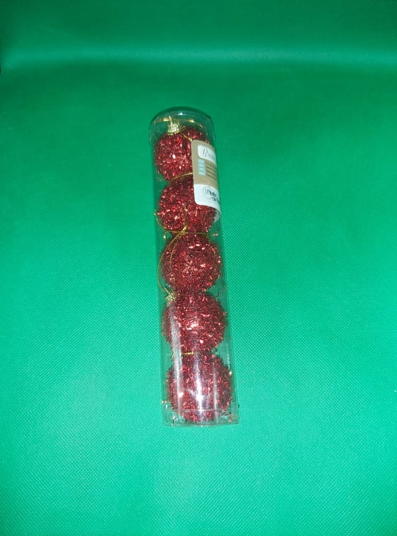Christmas Tree Red Glitter Balls 5 Pcs Set