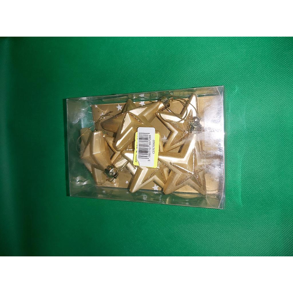 Gold Stars Christmas Tree Decore Set Of 6