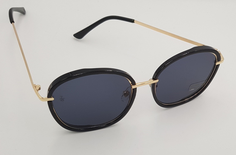 Lux Lenses UK SunGlasses Model GM110184 Black Gold Round Plastic Metal
