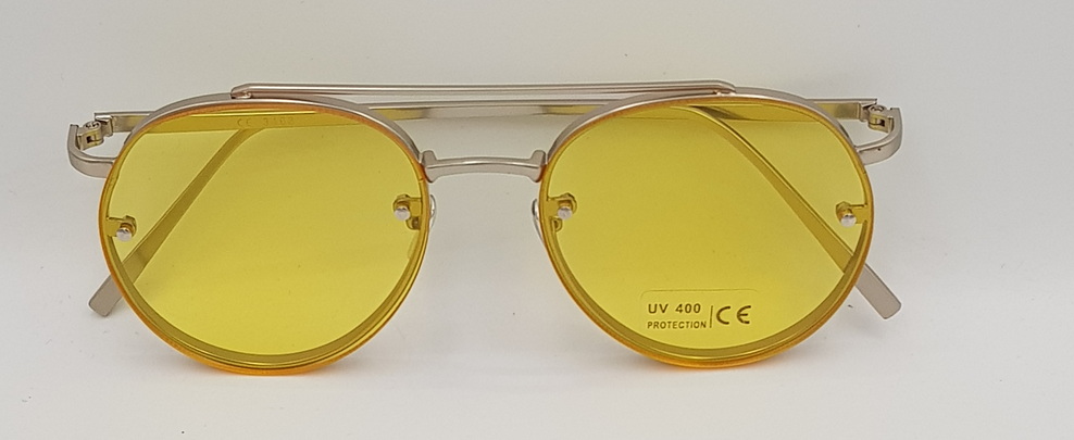 Lux Lenses UK SunGlasses Model 34633 Yellow Round Metal
