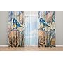 OYO Home SL FPR 14A New 240cm Blue yellow Bird on Flower Curtains 280cm