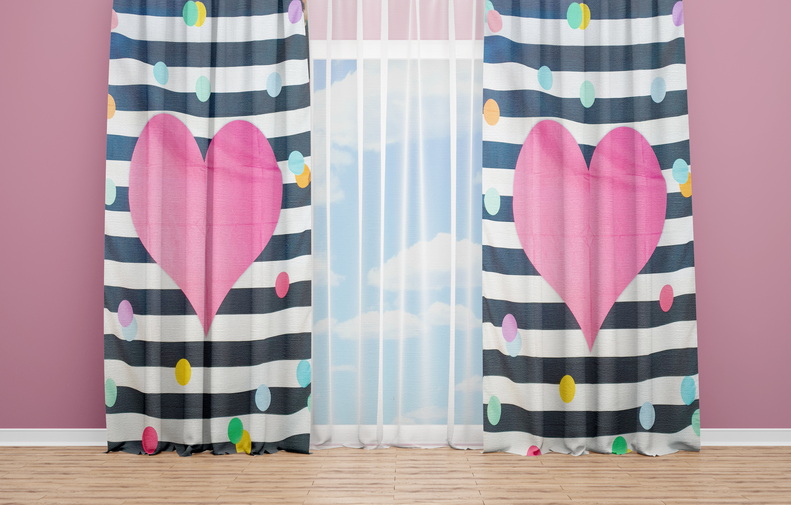 OYO Home SL FPR 4A New 240cm Heart Strips and Dots Curtains 280cm