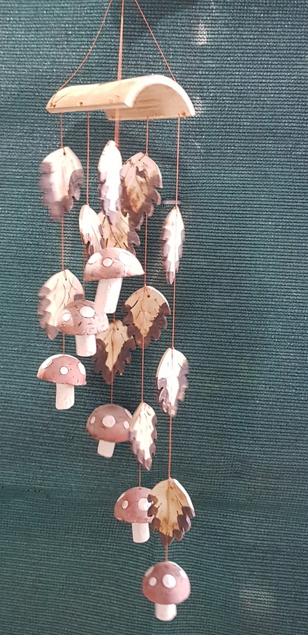 Articiones Handmade Wind Chime Hanger Ceramic Wood New 70cm 15cm 9cm