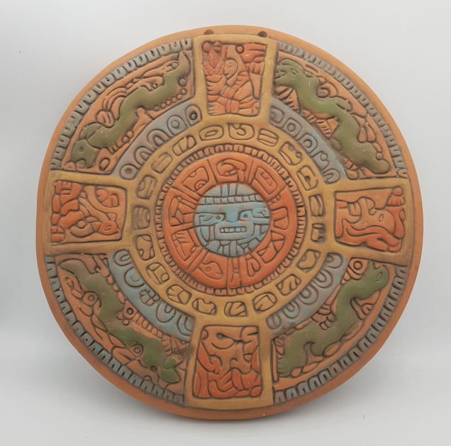 Articiones Handmade Aztec Art Clay Plate Clay New 2cm 23cm 23cm