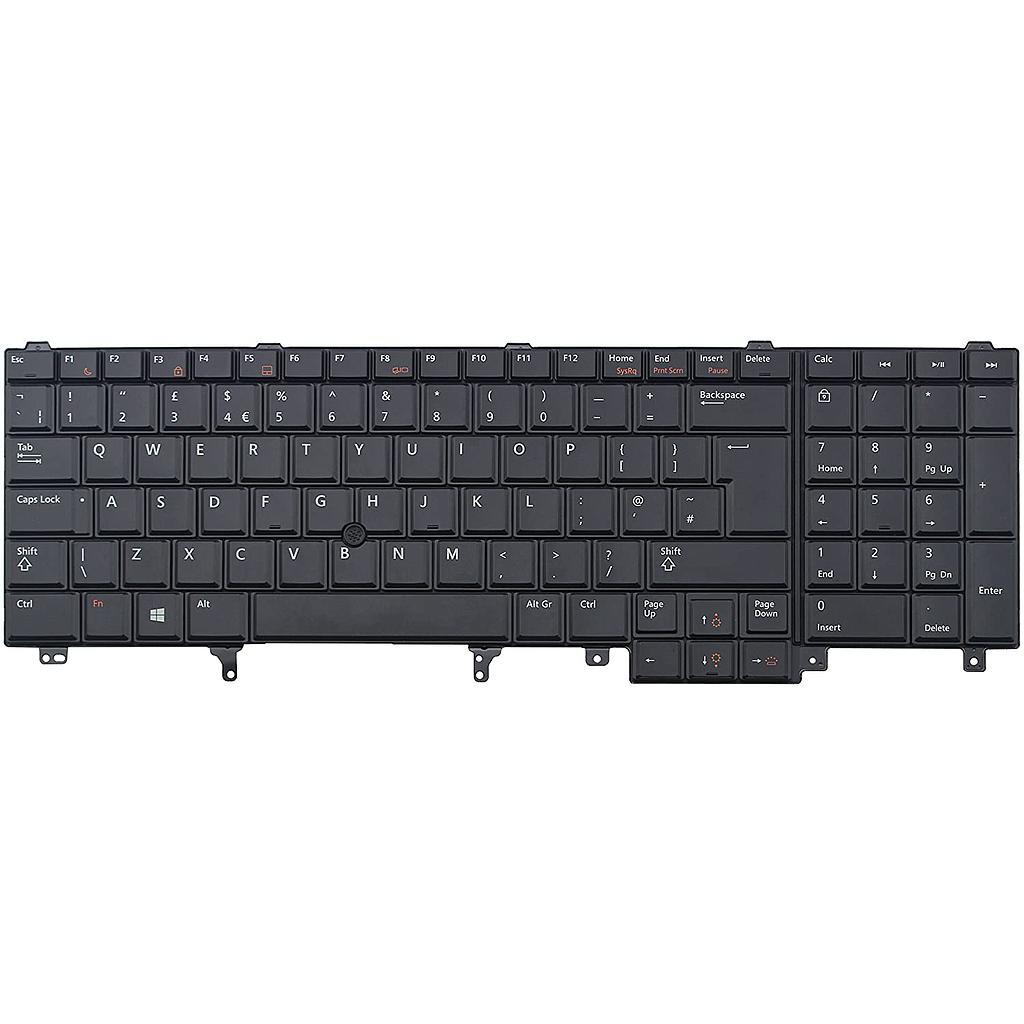 Laptop Replacement Keyboard for Dell PN PK130FH1B12 NSK DW0BC 0U PK130FH1D12 NSK DW2BC 0U 07T433 PK130VI1B12 NSK DW4BC 0U 9Z.N5NBF 0UUK Layout with Backlit  Mouse Point Used