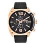 Diesel Overflow Black Leather Strap Chronograph DZ4297