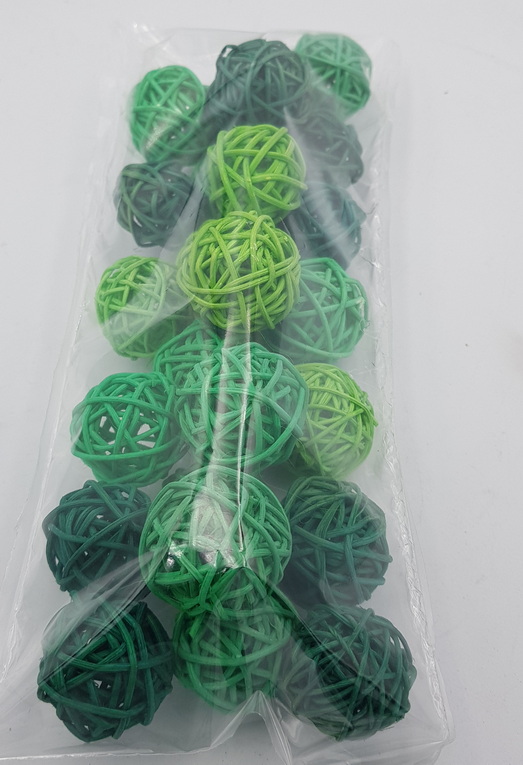 Green Wicker Rattan Balls Home Christmas Wedding Party Decorative Crafts 24Pcs