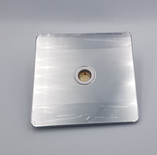 Ultimate Screwless Flat Plate TVFM Socket Coaxial WhiteChrome