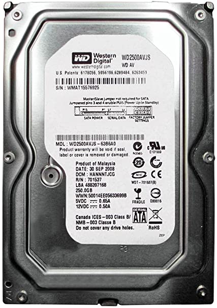 Western Digital WD2500AVJS Hard Disk 250GB HDD SATA Used