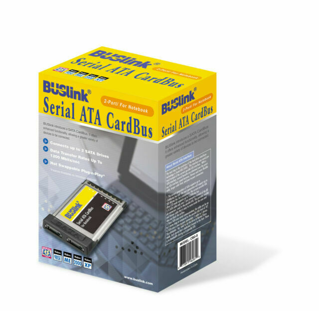 BUSlink 2 Port Serial ATA SATA CardBus Card New