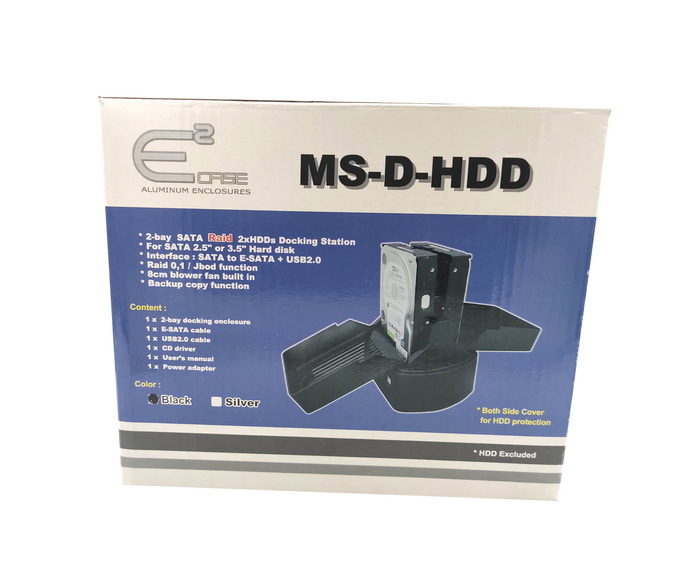 E2 Case HDD Enclosures MS D HDD 2XHDDs Disk Docking Station New