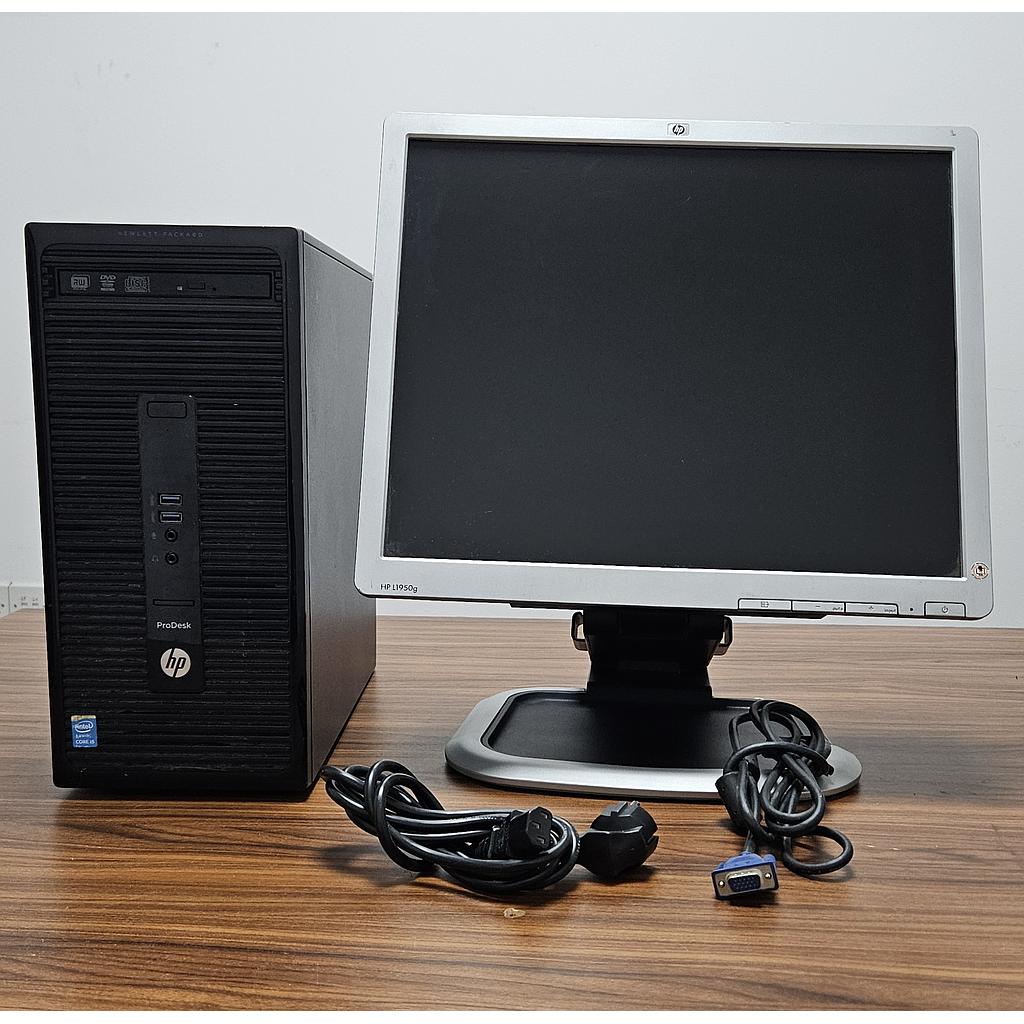 Hp ProDesk 400 G2 Desktop Mini Tower Used A i54590 3.3 Ghz 8GB Memory Win10 Pro 120Gb SSD HD Graphics 4600 (Also with 19 Inch Monitor)