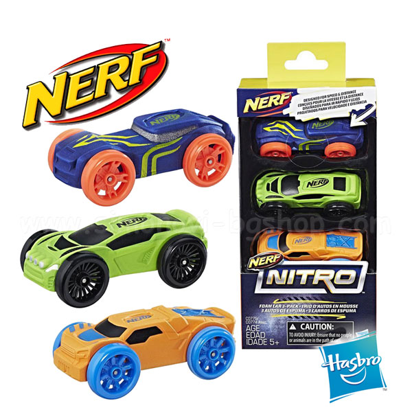Hasbro NERF Nitro Foam Car 3 Pack 3 Foam Cars
