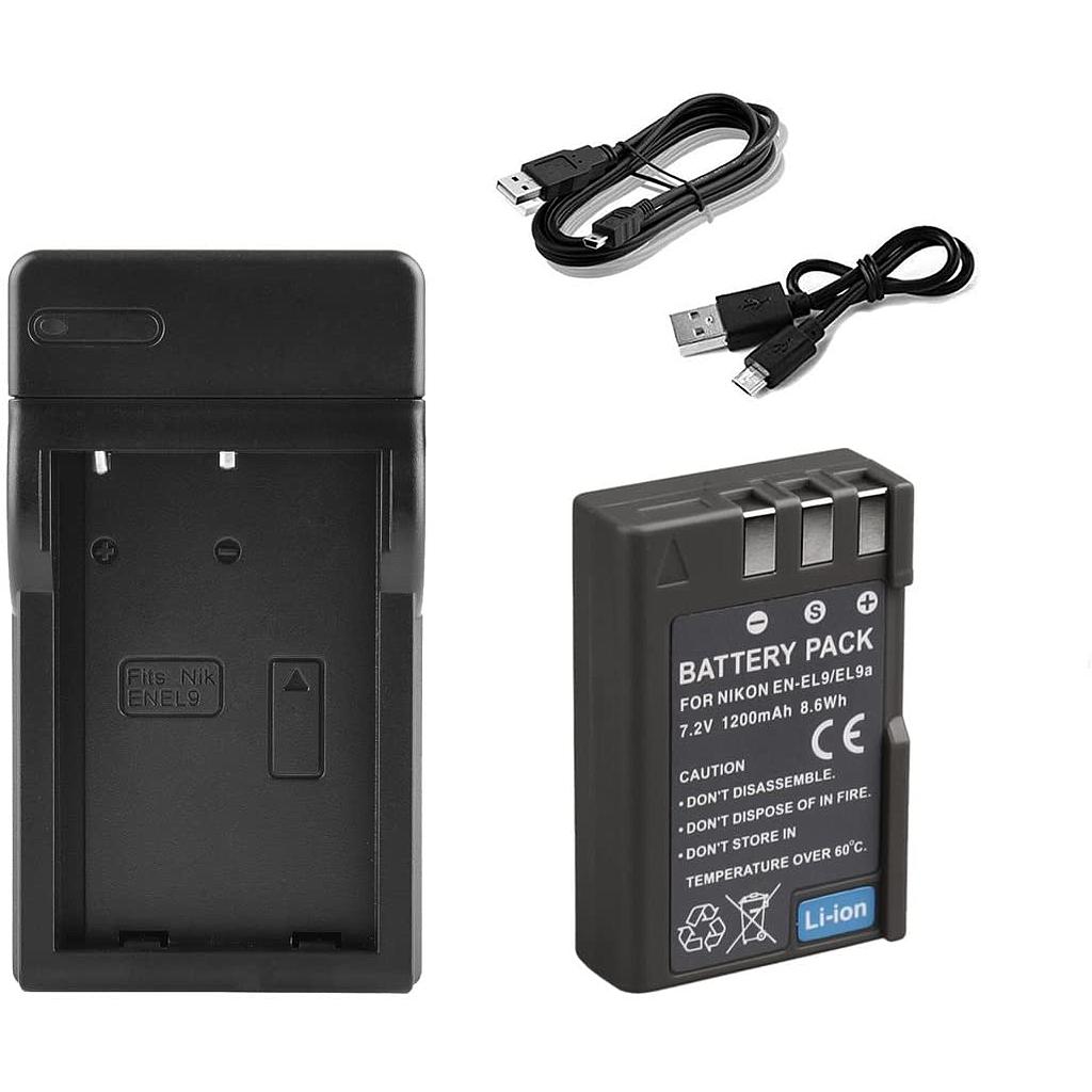 Nikon EN EL9A Battery With Portable Travel Charger