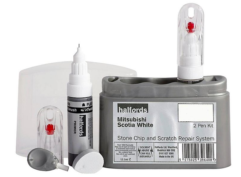 Halfords scratch chip repair for Mitsubishi Scotia White 396408
