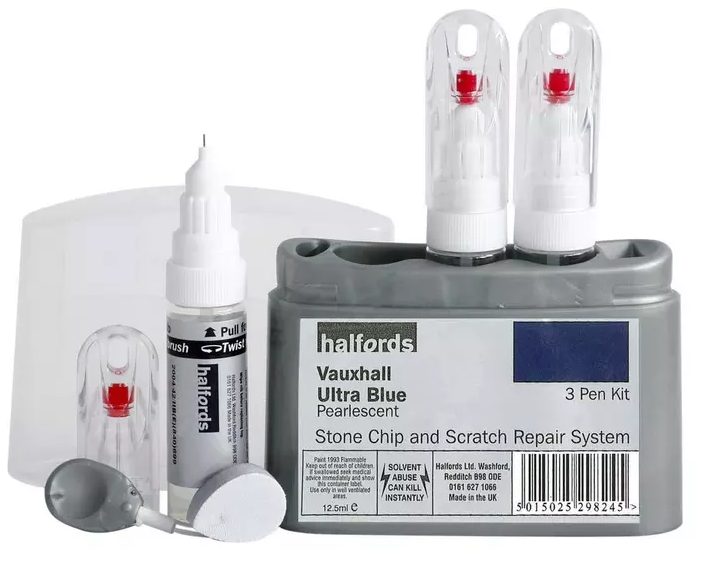 Halfords scratch chip repair for Vauxhall Opel Ultra Blue 298240